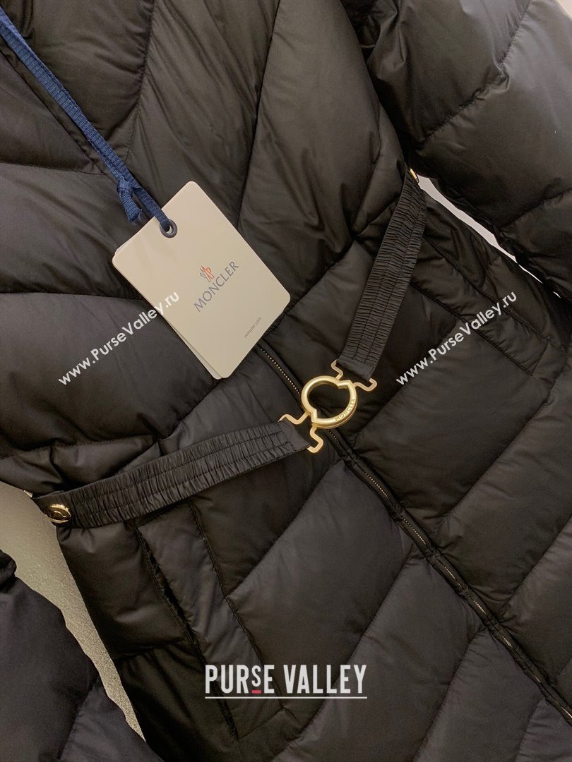 Moncler Down Jacket with Belt M112916 Black 2024 (Q-24112916)