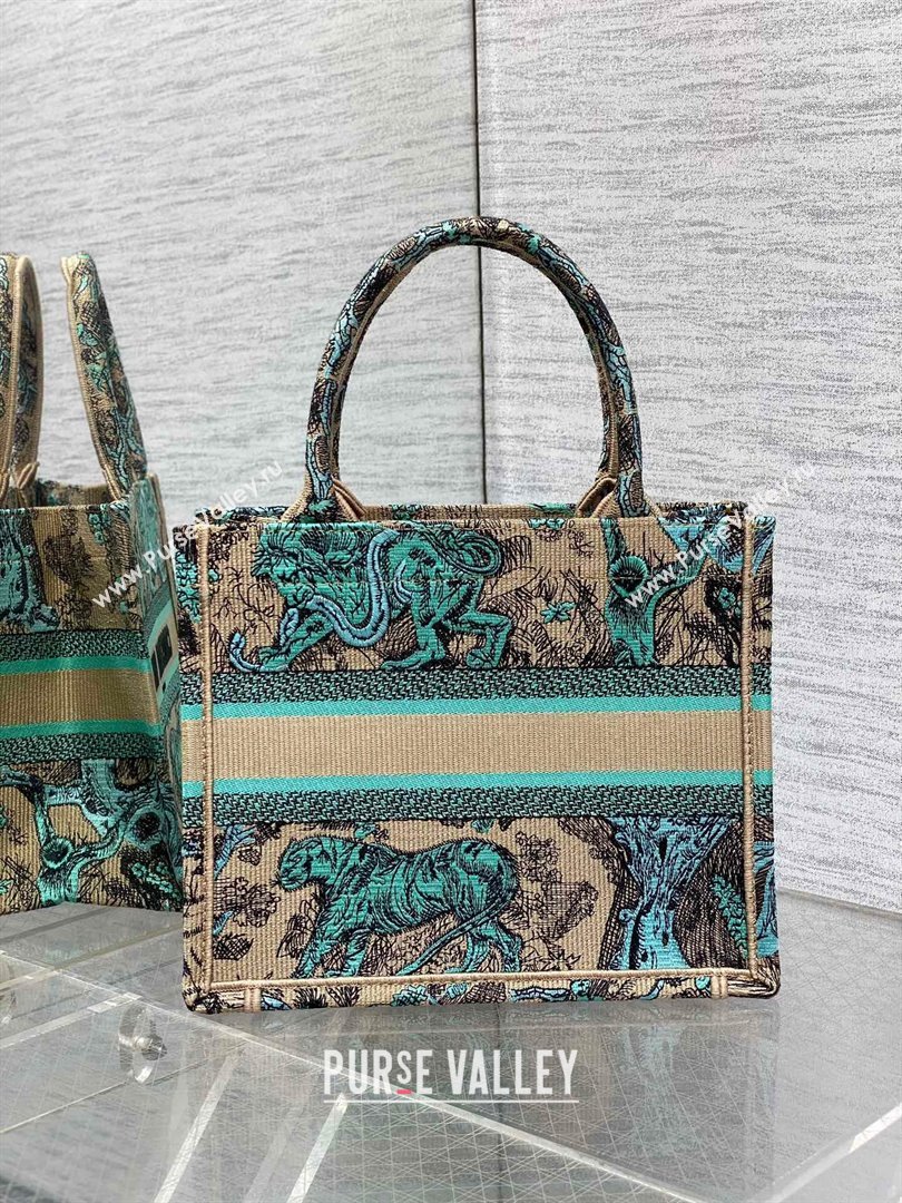 Dior Small Book Tote Bag in Aquamarina Toile de Jouy Sauvage Embroidery 2024 (XXG-24081409)