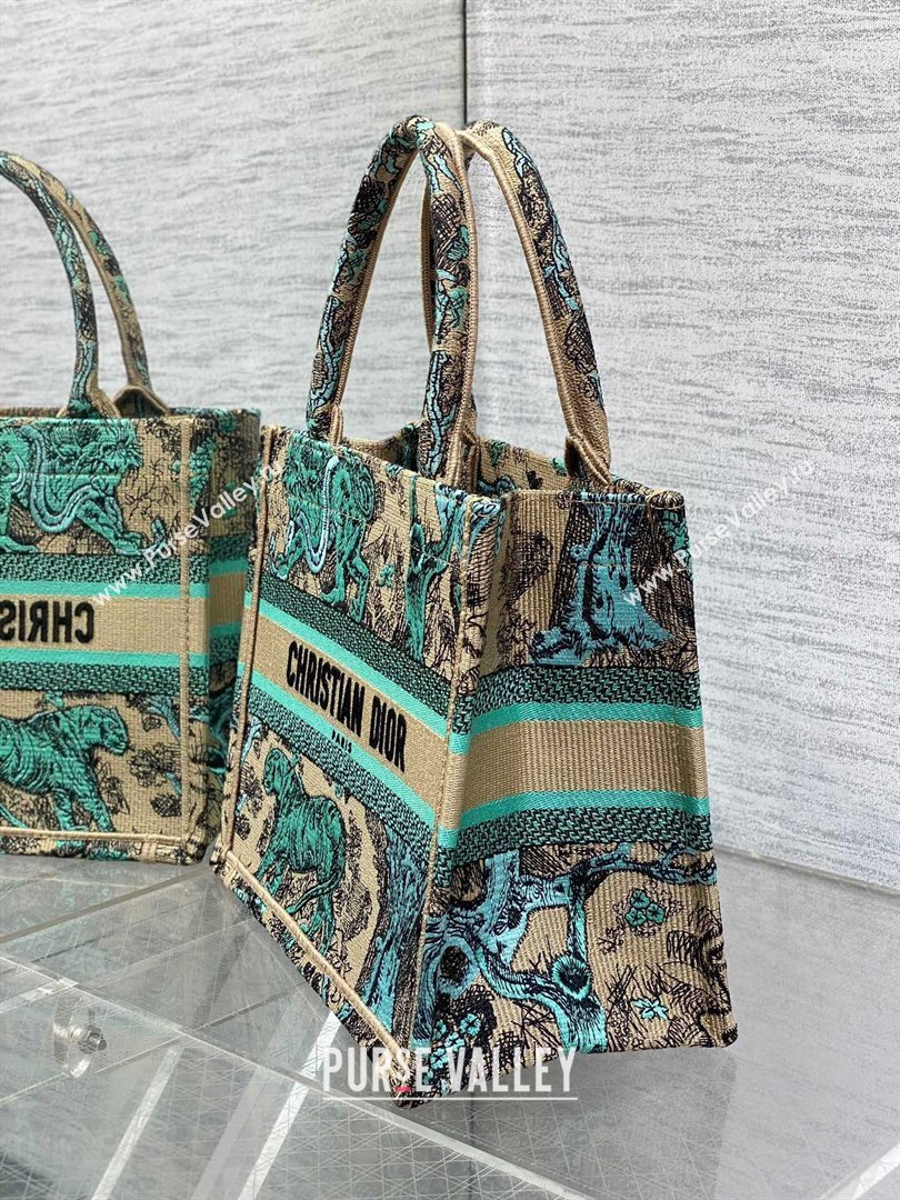 Dior Small Book Tote Bag in Aquamarina Toile de Jouy Sauvage Embroidery 2024 (XXG-24081409)