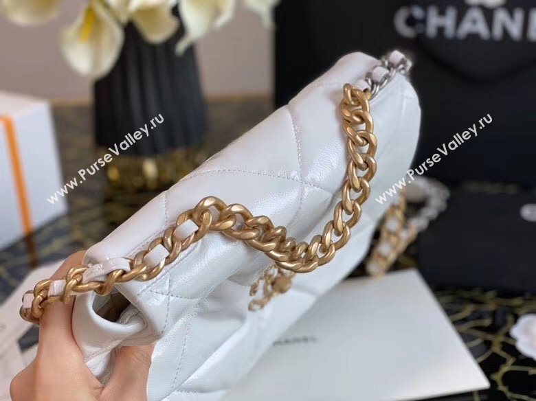 Chanel Shiny Crumpled Calfskin Chanel 19 Small/Large Flap Bag AS1160/AS1161 White 2020 (JY-20112049)