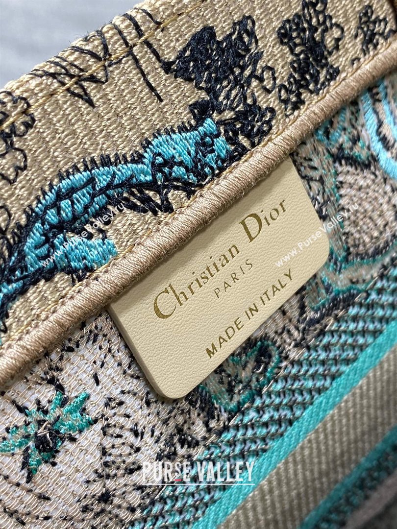 Dior Small Book Tote Bag in Aquamarina Toile de Jouy Sauvage Embroidery 2024 (XXG-24081409)