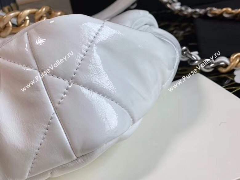 Chanel Shiny Crumpled Calfskin Chanel 19 Small/Large Flap Bag AS1160/AS1161 White 2020 (JY-20112049)