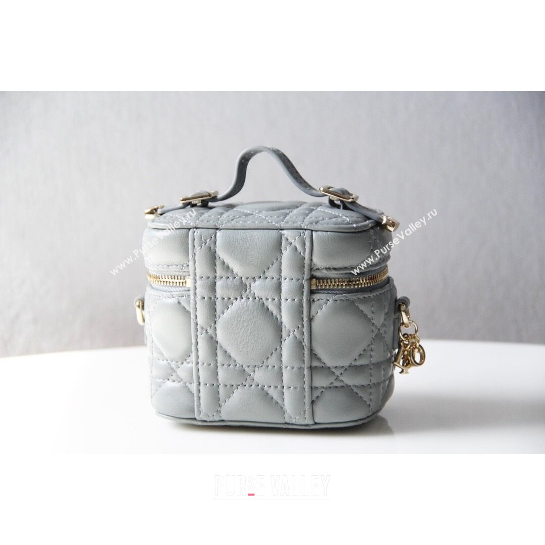 Dior Micro Lady Vanity Case in Grey Cannage Lambskin 2021 S0918 (BF-21080342)