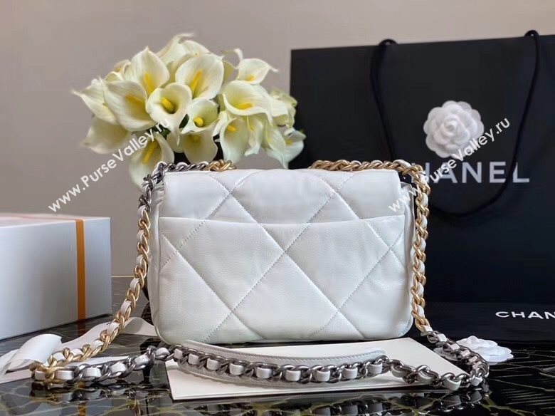 Chanel Shiny Crumpled Calfskin Chanel 19 Small/Large Flap Bag AS1160/AS1161 White 2020 (JY-20112049)