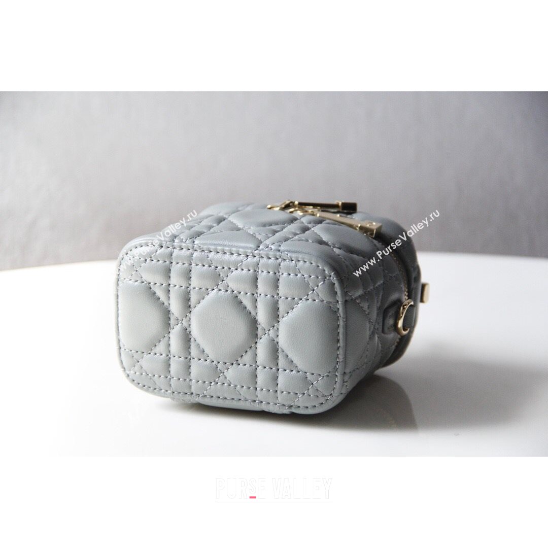 Dior Micro Lady Vanity Case in Grey Cannage Lambskin 2021 S0918 (BF-21080342)