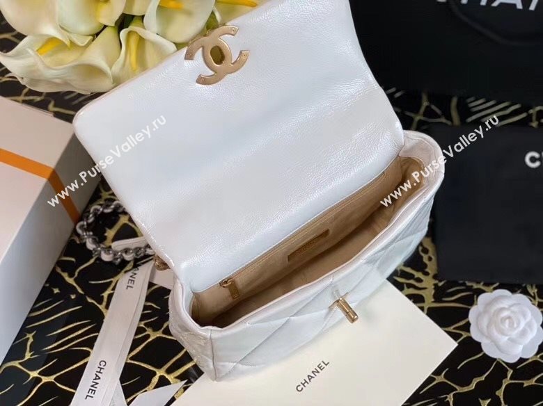 Chanel Shiny Crumpled Calfskin Chanel 19 Small/Large Flap Bag AS1160/AS1161 White 2020 (JY-20112049)