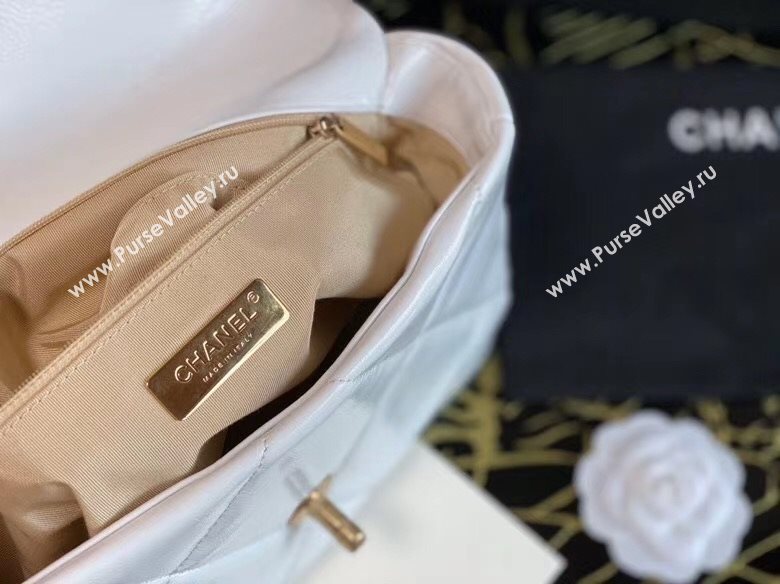 Chanel Shiny Crumpled Calfskin Chanel 19 Small/Large Flap Bag AS1160/AS1161 White 2020 (JY-20112049)