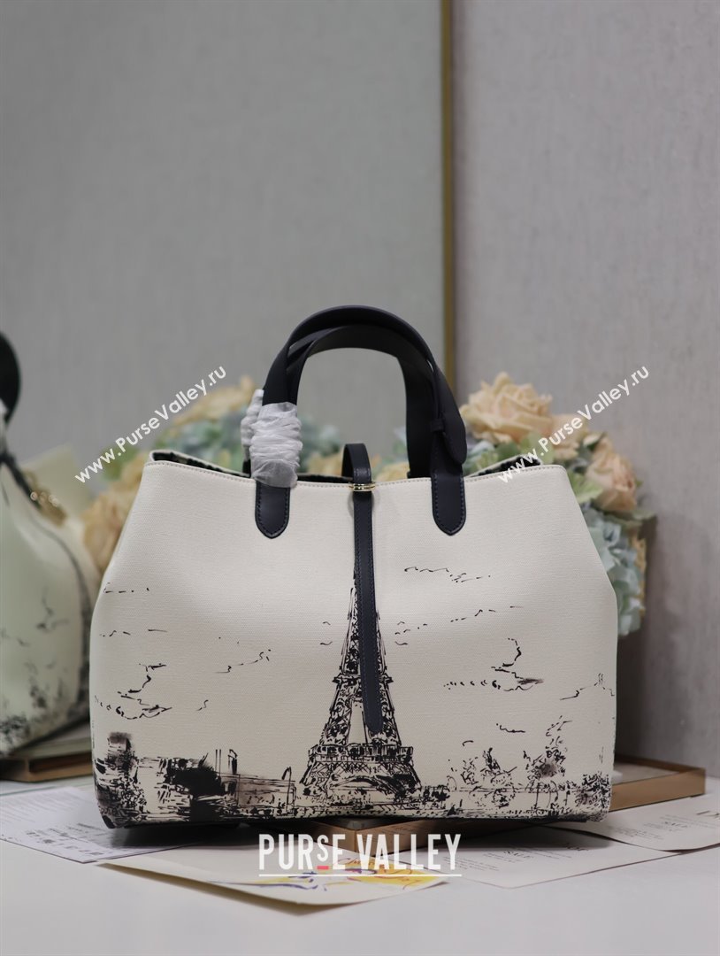 Dior Large Dior Toujours Bag in White and Black Fabric with Paris Print 1188 2024 (XXG-24081521)