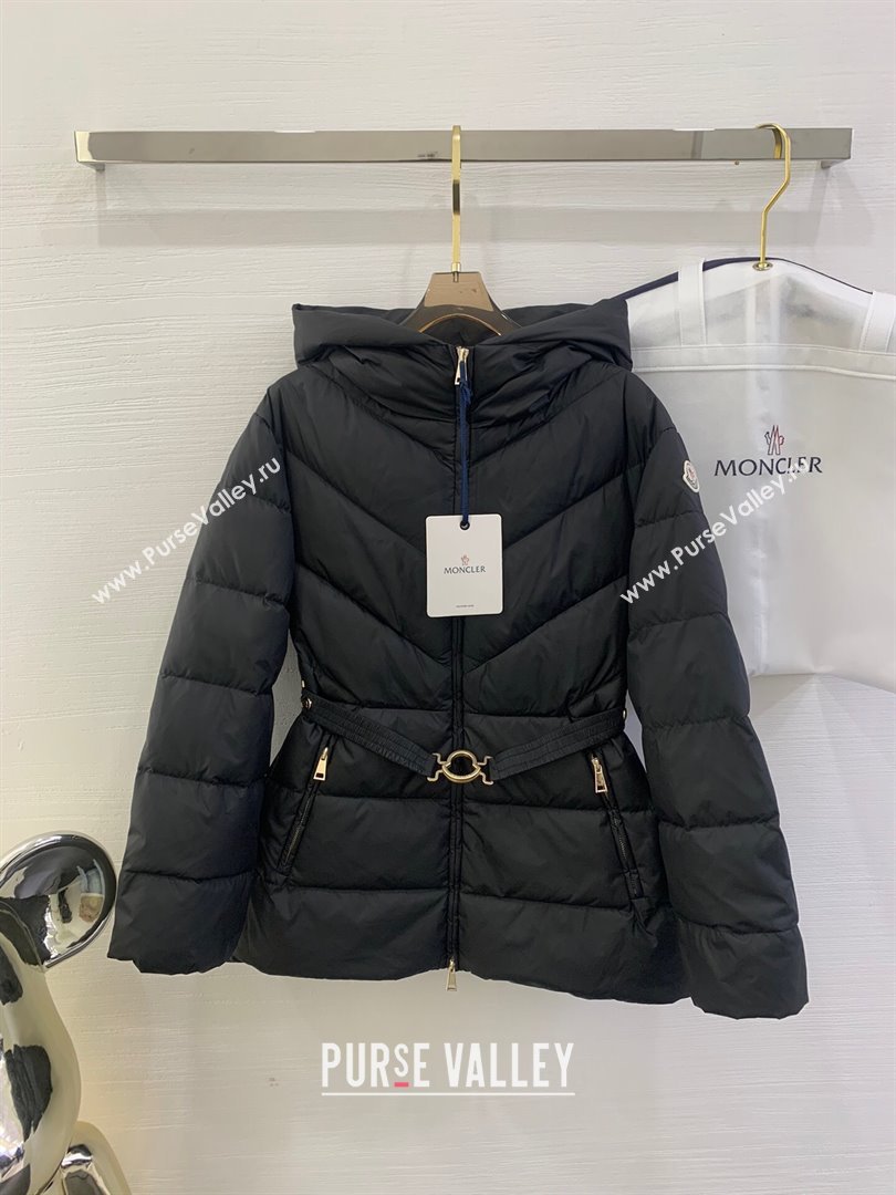 Moncler Down Jacket with Belt M112918 Black 2024 (Q-24112918)