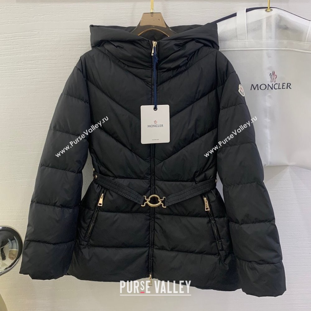 Moncler Down Jacket with Belt M112918 Black 2024 (Q-24112918)