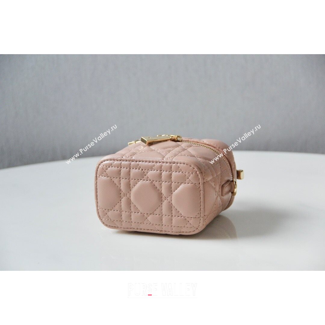 Dior Micro Lady Vanity Case in Pink Cannage Lambskin 2021 S0918 (BF-21080341)