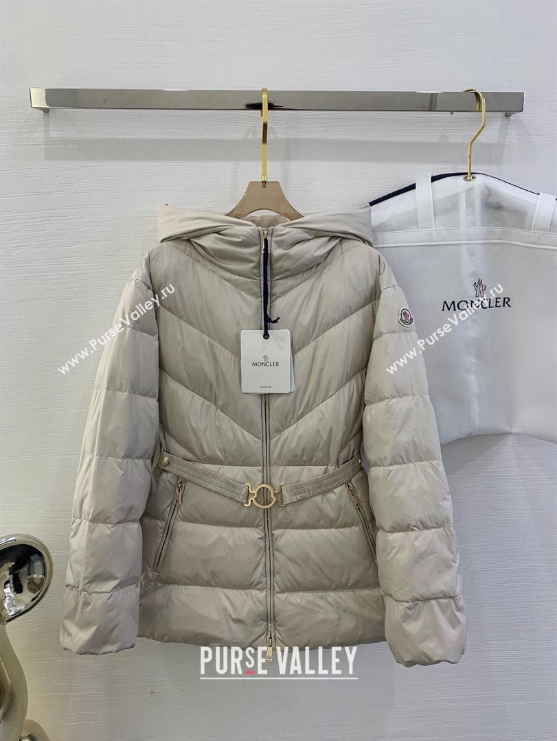 Moncler Down Jacket with Belt M112919 Beige 2024 (Q-24112919)