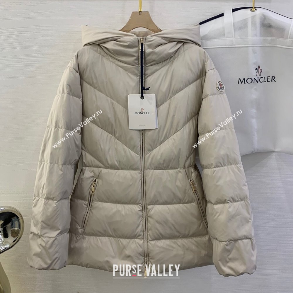 Moncler Down Jacket with Belt M112919 Beige 2024 (Q-24112919)