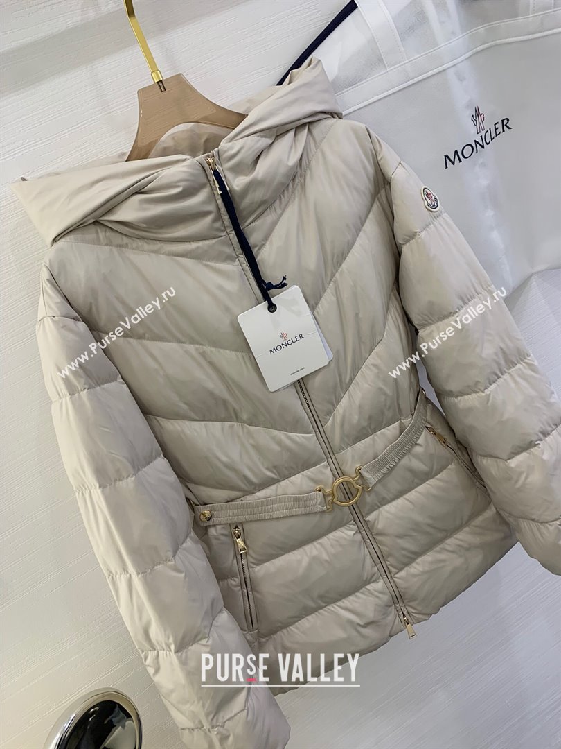 Moncler Down Jacket with Belt M112919 Beige 2024 (Q-24112919)