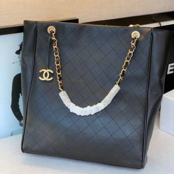 Chanel Quilted Calfskin Vertical Shopping Tote Bag Black 2020 (JY-20112062)