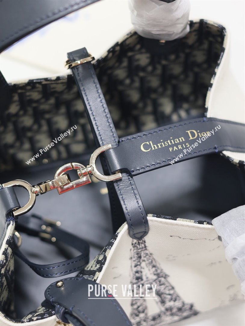 Dior Small Dior Toujours Bag in White and Black Fabric with Paris Print 1188 2024 (XXG-24081523)