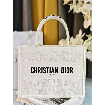 Dior Medium Book Tote Bag Bag in White Toile de Jouy Soleil Macrame 2024 (DMZ-24062801)