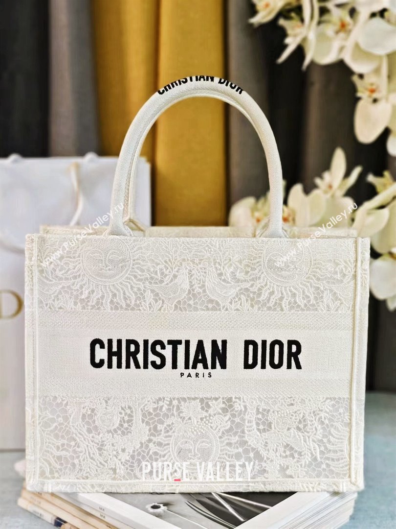 Dior Medium Book Tote Bag Bag in White Toile de Jouy Soleil Macrame 2024 (DMZ-24062801)