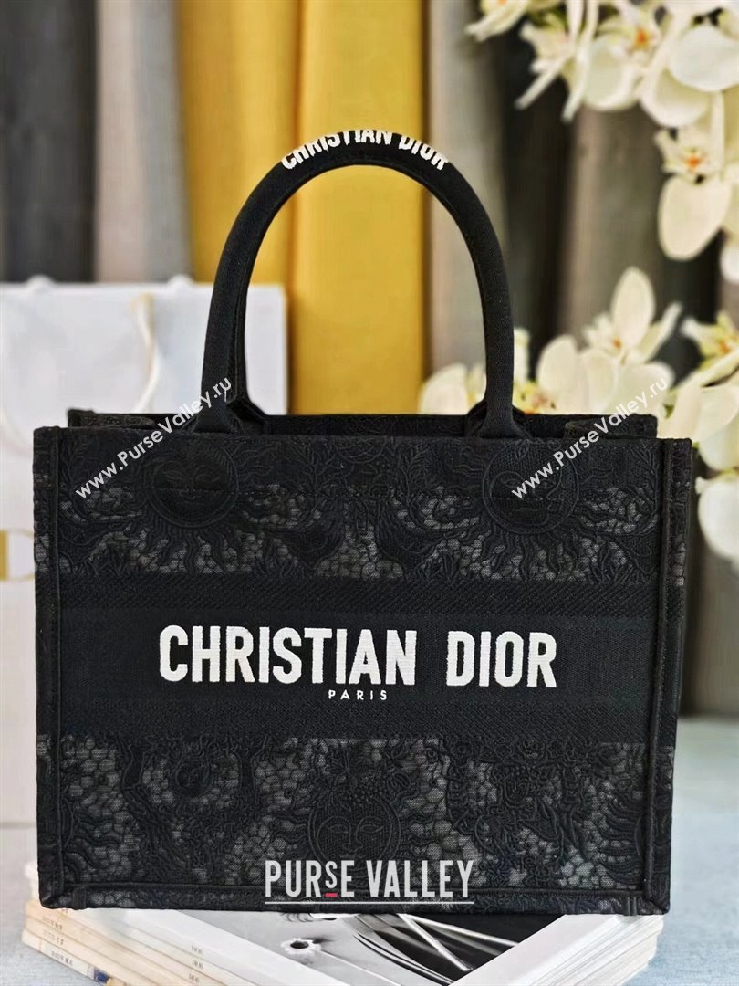 Dior Medium Book Tote Bag Bag in Black Toile de Jouy Soleil Macrame 2024 (DMZ-24062802 )