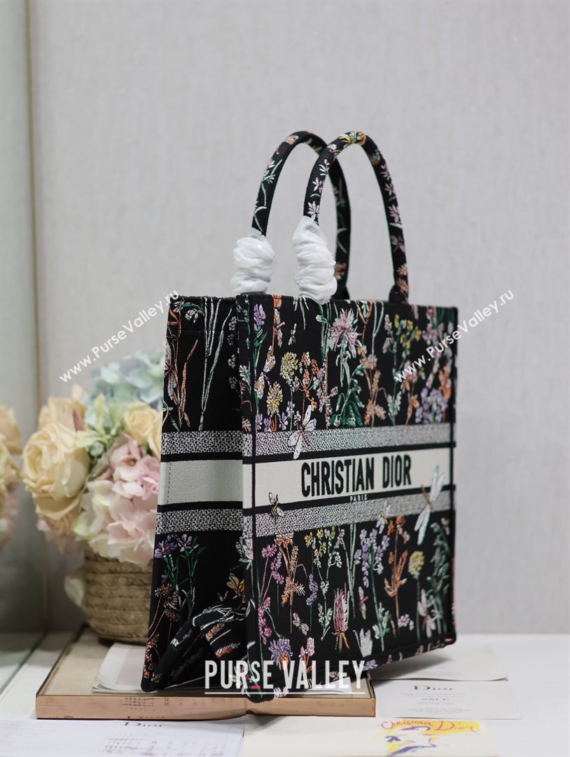 Dior Large Book Tote Bag Bag in Multicolor Dior Herbarium Embroidery Black 2024 (DMZ-24062803)