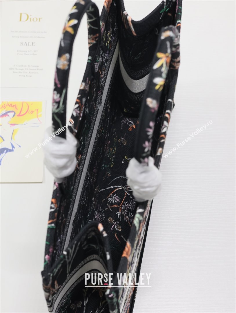 Dior Large Book Tote Bag Bag in Multicolor Dior Herbarium Embroidery Black 2024 (DMZ-24062803)