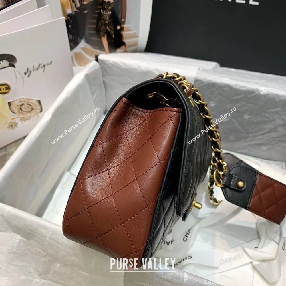 Chanel Quilted Calfskin Flap Bag AS2229 Black/Brown 2020 (JY-20112087)