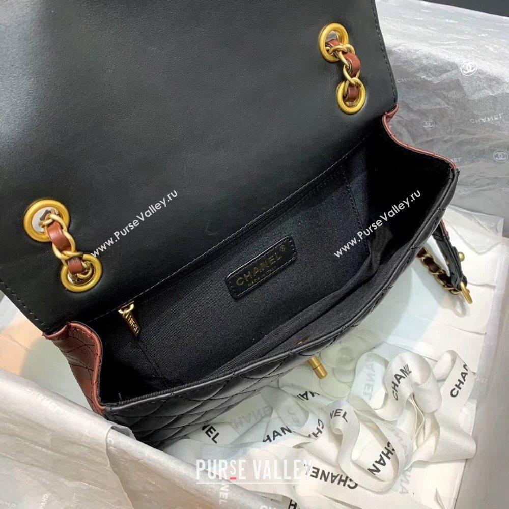 Chanel Quilted Calfskin Flap Bag AS2229 Black/Brown 2020 (JY-20112087)