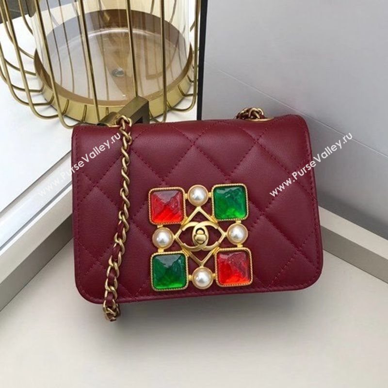 Chanel Quilted Calfskin Resin Stone Small Flap Bag AS2251 Burgundy 2020 TOP (SMJD-20112105)