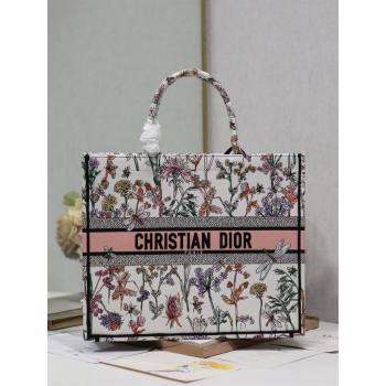 Dior Large Book Tote Bag Bag in Multicolor Dior Herbarium Embroidery White 2024 (DMZ-24062805)