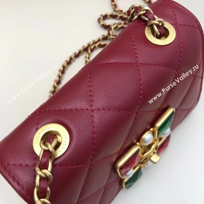 Chanel Quilted Calfskin Resin Stone Small Flap Bag AS2251 Burgundy 2020 TOP (SMJD-20112105)