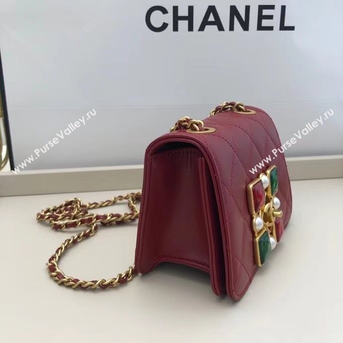 Chanel Quilted Calfskin Resin Stone Small Flap Bag AS2251 Burgundy 2020 TOP (SMJD-20112105)
