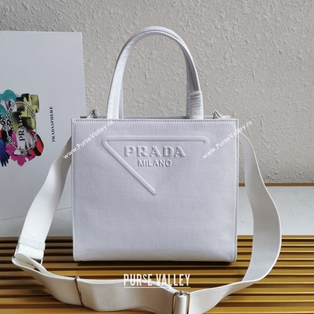 Prada Drill Fabric Tote Bag 1BG382 White 2021 (YZ-21080403)