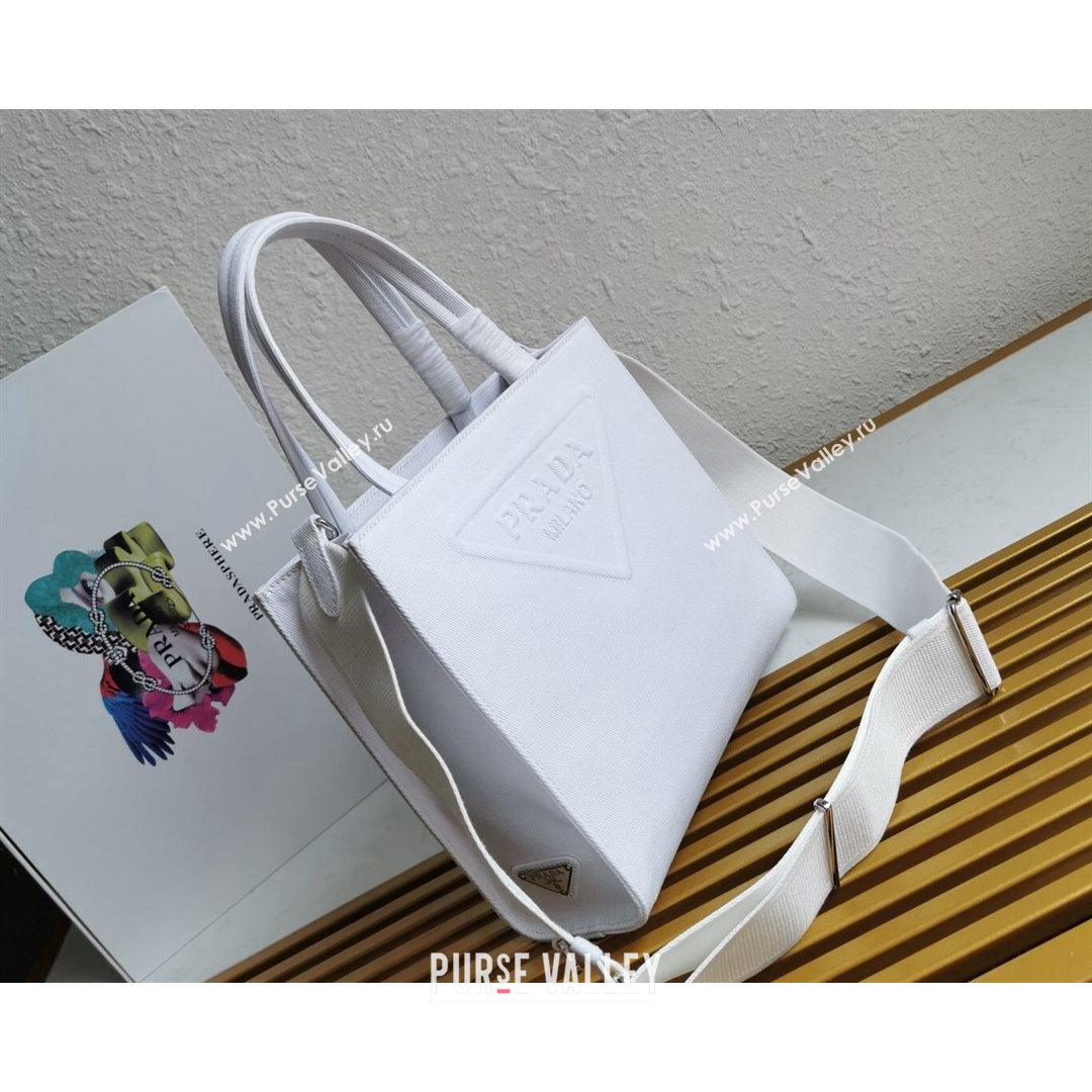 Prada Drill Fabric Tote Bag 1BG382 White 2021 (YZ-21080403)