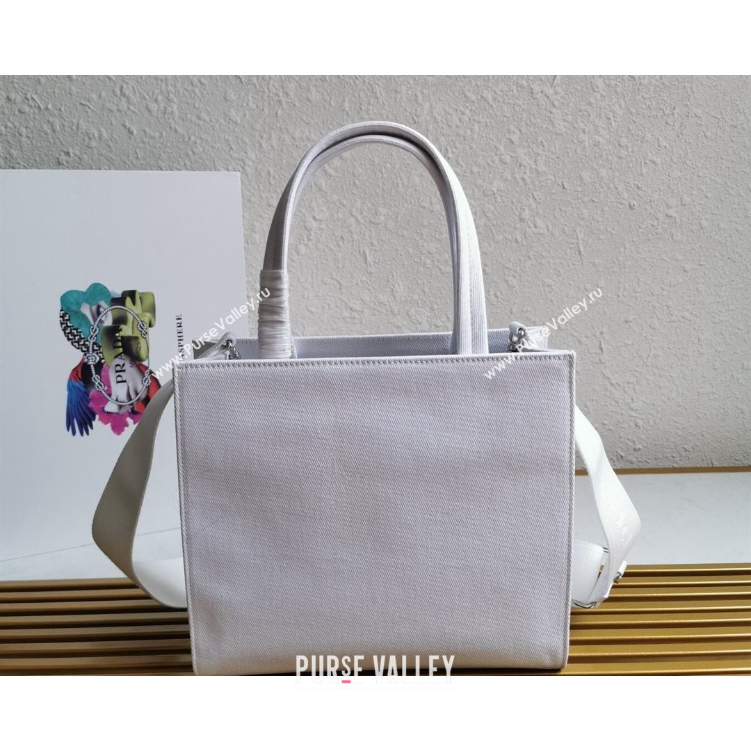 Prada Drill Fabric Tote Bag 1BG382 White 2021 (YZ-21080403)