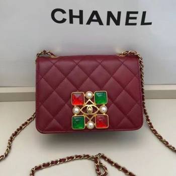 Chanel Quilted Calfskin Resin Stone Flap Bag AS2259 Burgundy 2020 TOP (SMJD-20112106)