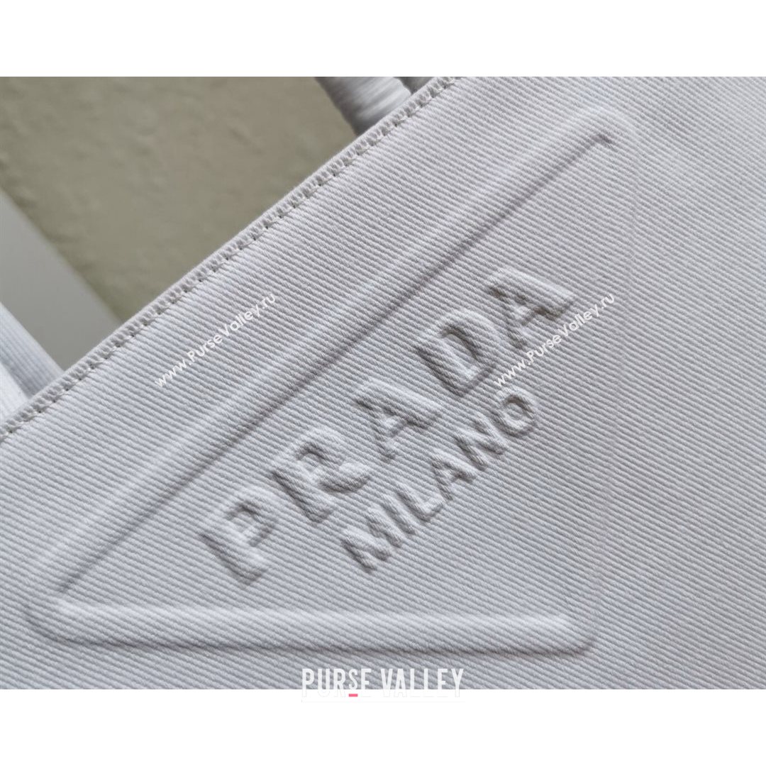 Prada Drill Fabric Tote Bag 1BG382 White 2021 (YZ-21080403)