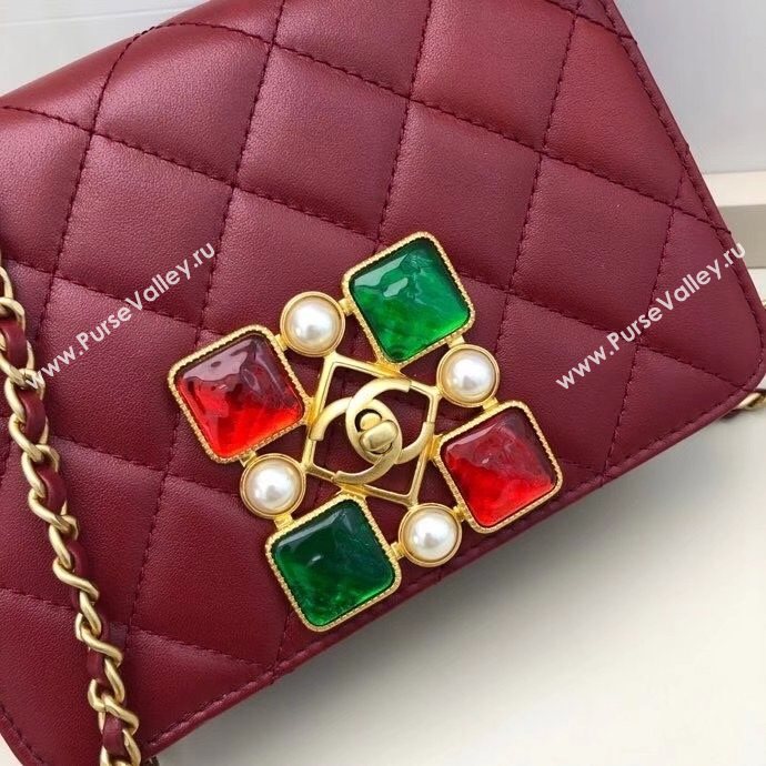 Chanel Quilted Calfskin Resin Stone Flap Bag AS2259 Burgundy 2020 TOP (SMJD-20112106)