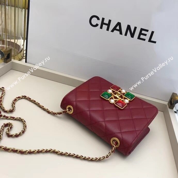 Chanel Quilted Calfskin Resin Stone Flap Bag AS2259 Burgundy 2020 TOP (SMJD-20112106)