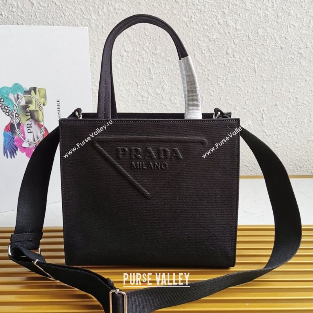 Prada Drill Fabric Tote Bag 1BG382 Black 2021 (YZ-21080404)