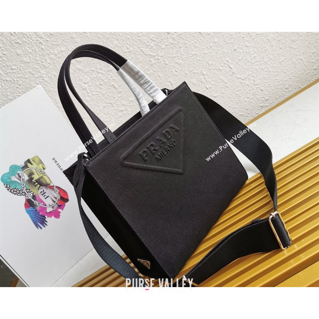 Prada Drill Fabric Tote Bag 1BG382 Black 2021 (YZ-21080404)