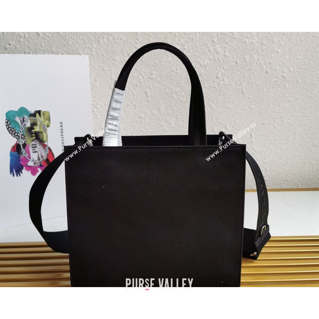 Prada Drill Fabric Tote Bag 1BG382 Black 2021 (YZ-21080404)