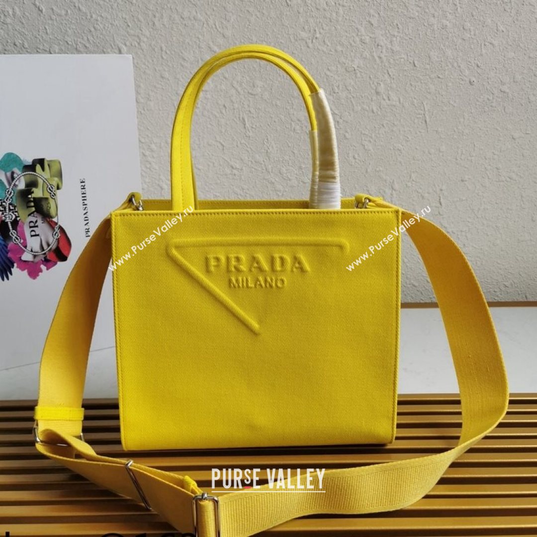 Prada Drill Fabric Tote Bag 1BG382 Sunny Yellow 2021 (YZ-21080402)