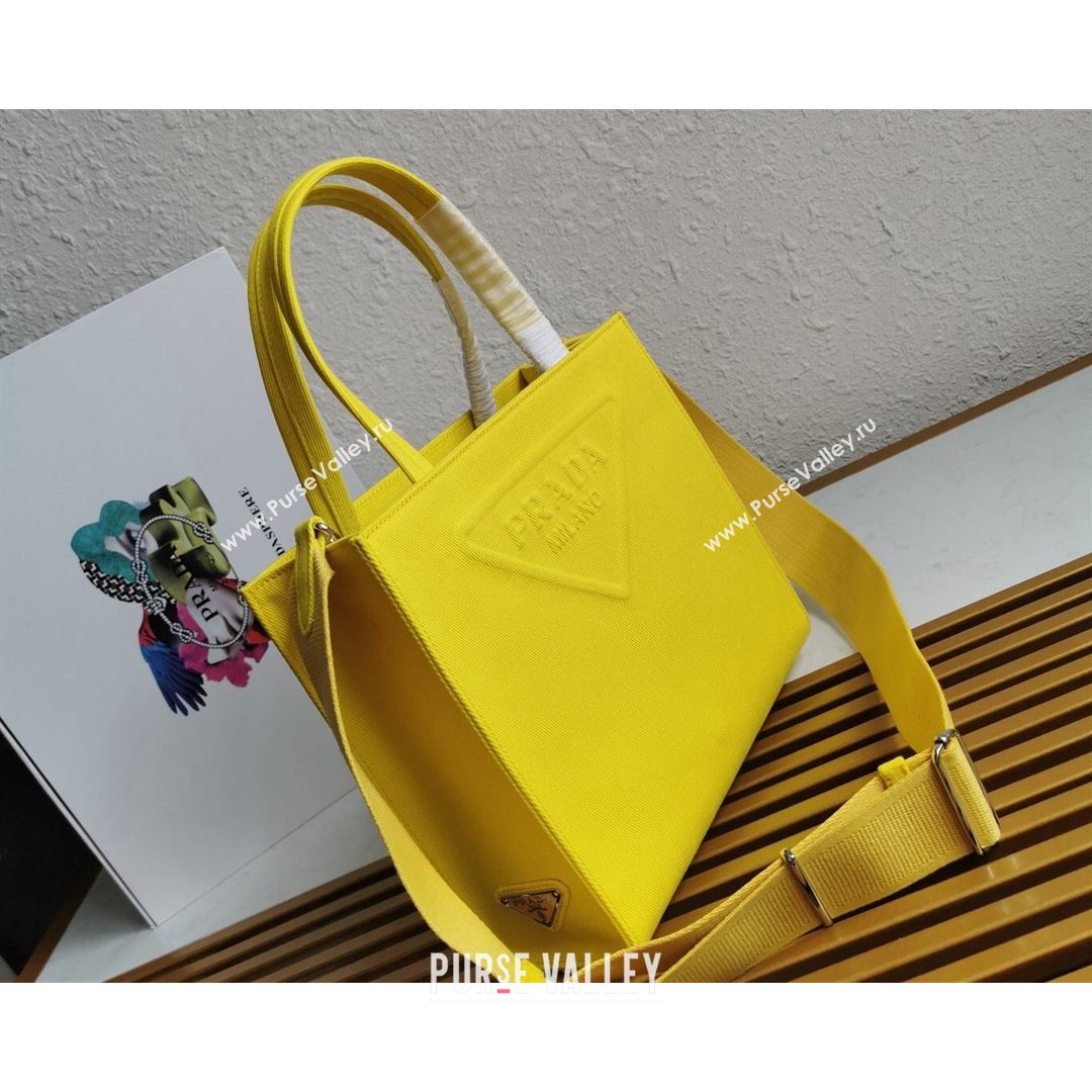 Prada Drill Fabric Tote Bag 1BG382 Sunny Yellow 2021 (YZ-21080402)