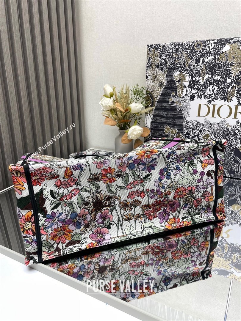 Dior Large Book Tote Bag Bag in Ecru Multicolor Dior 4 Saisons Éte Soleil Purple 2024 (DMZ-24062807)