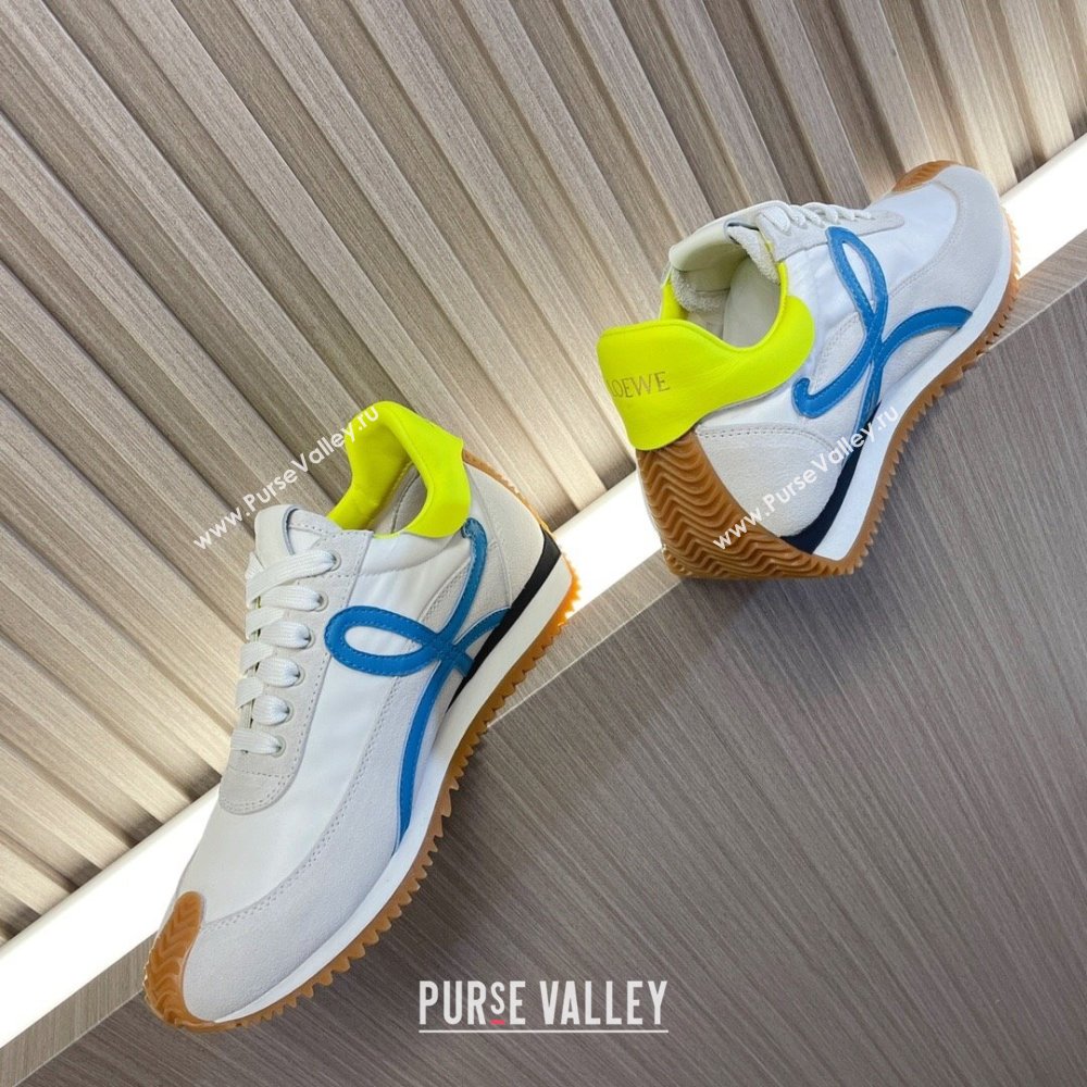 Loewe Flow Runner Sneakers in Nylon and Suede L81502 White/Blue 2024 (BLD-24081502)