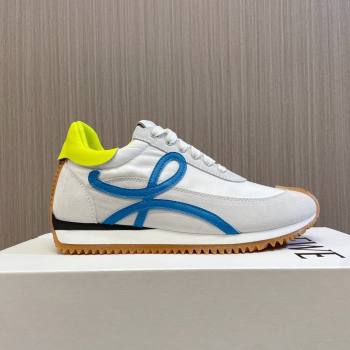 Loewe Flow Runner Sneakers in Nylon and Suede L81502 White/Blue 2024 (BLD-24081502)