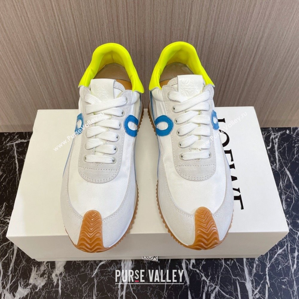 Loewe Flow Runner Sneakers in Nylon and Suede L81502 White/Blue 2024 (BLD-24081502)