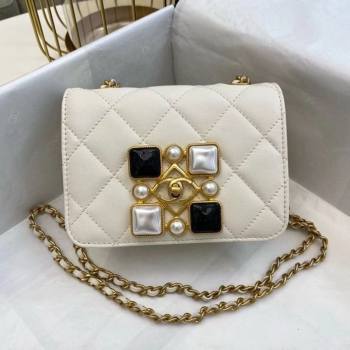 Chanel Quilted Calfskin Resin Stone Small Flap Bag AS2251 White 2020 TOP (SMJD-20112109)