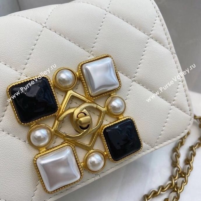 Chanel Quilted Calfskin Resin Stone Small Flap Bag AS2251 White 2020 TOP (SMJD-20112109)