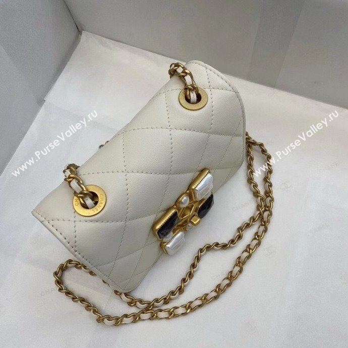 Chanel Quilted Calfskin Resin Stone Small Flap Bag AS2251 White 2020 TOP (SMJD-20112109)